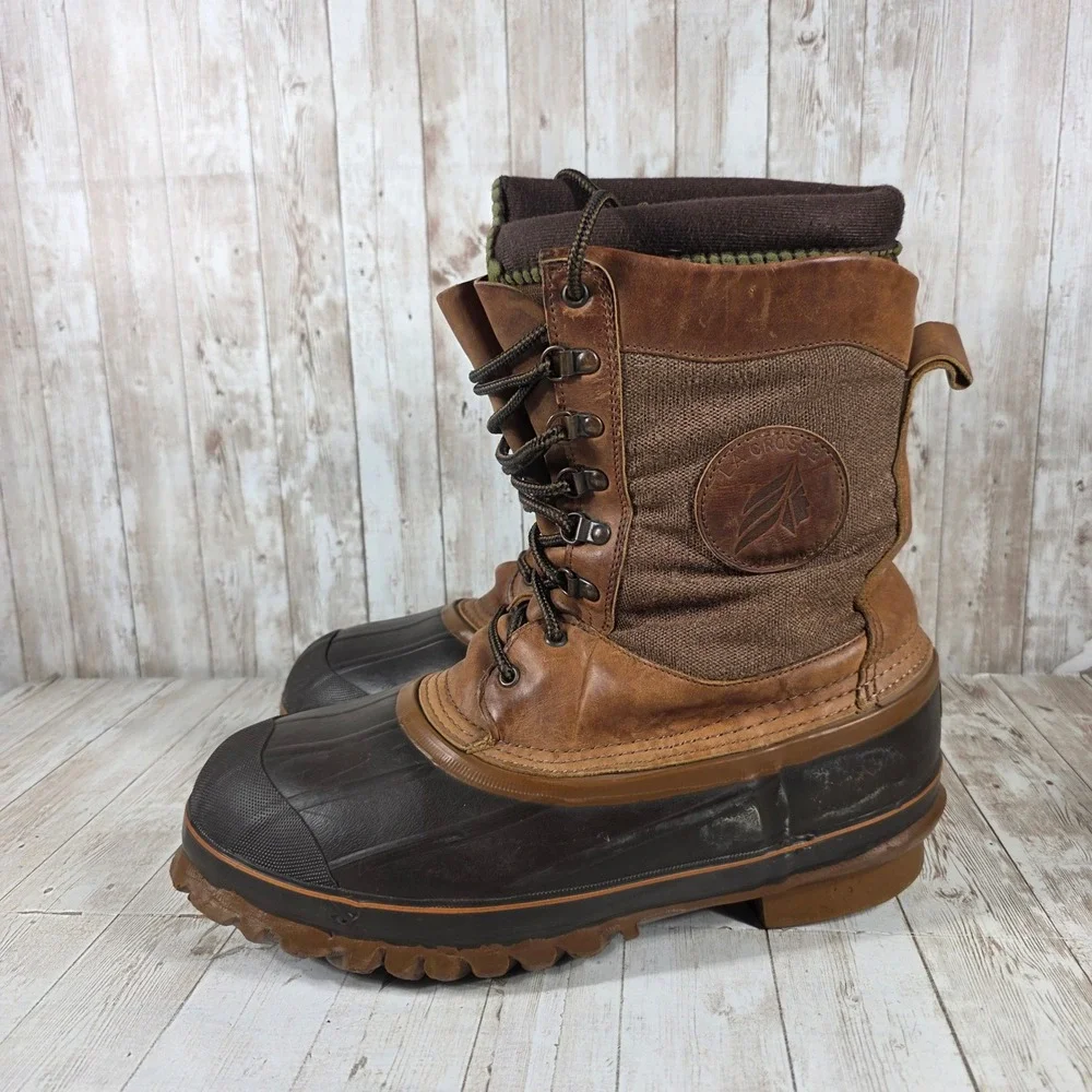 LaCrosse Iceman Mens 11 Brown Leather Rubber Insulated Winter Pac Boots USA Made